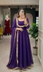 Premium Fox Georgette Lace Work Gown With Dupatta
