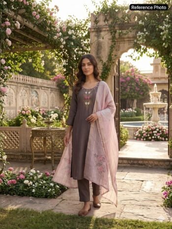 Premium Mul Chanderi Hand Work Suit With Heavy Chanderi Dupatta
