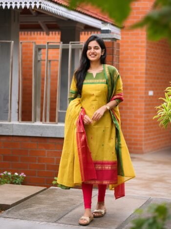 Premium Kanchi Cotton Kurti With Dupatta