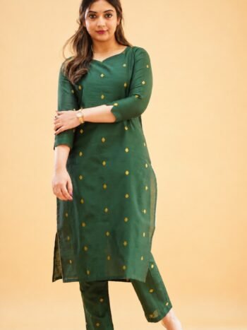 Premium Kanchi Cotton Zari Work Kurti With Pants