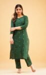 Premium Kanchi Cotton Zari Work Kurti With Pants
