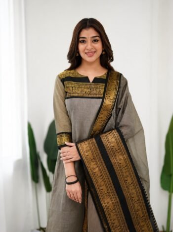 Premium Kanchi Cotton 2-Piece Kurti With Dupatta