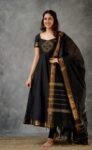 Premium Kanchi Cotton Jacquard Lace Gown With Dupatta