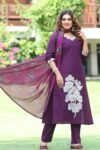 Premium Pure Cotton Embroidery Suit With Hand Block Print Dupatta