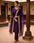 Premium Kanchi Cotton 2-Piece Kurti With Dupatta – Violet