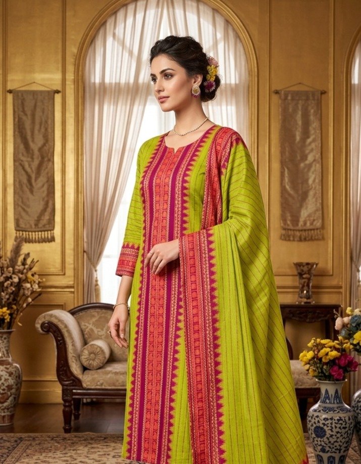 Premium Kanchi Cotton 2–Piece Kurti With Dupatta – Peort Detail View