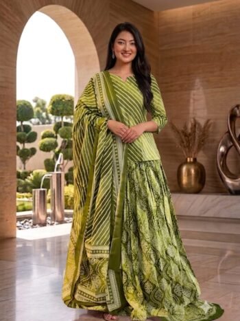 Premium Crape Silk Lehenga Set With Muslin Cotton Dupatta