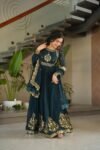 Premium Faux Blooming Georgette Zari Thread & Sequins Embroidered Gown With Dupatta