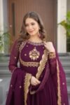 Premium Faux Blooming Georgette Zari Thread & Sequins Embroidered Gown With Dupatta